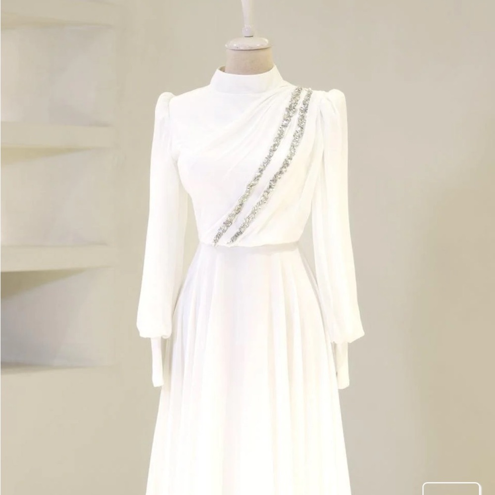 Elegant White Dress with Silver Accents